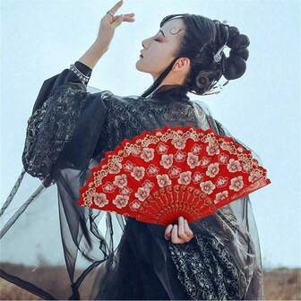 Vintage Cherry Blossom Folding Fan - Perfect For Performances, And Hanfu Photography