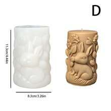 1个复活节兔子圆柱浮雕蜡烛模具，DIY树脂工艺石膏展示模具，适用于复活节装饰和创意手工礼品，适合初学者，易于脱模且可重复使用。 - 白色 - 查看 12