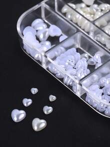 12 ô/1 hộp hình trái tim ngọc trai trắng trang trí móng tay nghệ thuật ngọc trai phẳng đính ngọc trai giả 3D trang sức phụ kiện làm móng tự làm cho tiệm, móng tay ấn, đồ dùng làm móng, đá quý làm móng, đồ dùng làm móng ngày lễ tình nhân - Nhiều màu - Xem 7