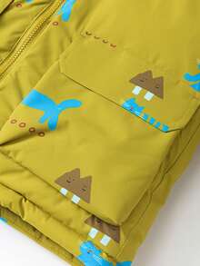 mini bala Áo khoác phao dày chống gió chống thấm nước cho bé trai bé gái mùa đông - Màu xanh và màu vàng - Xem 8