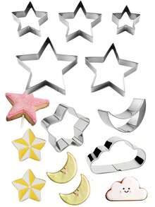 Stainless Steel Star And Moon Cookie Cutter Molds, Suitable For Ramadan - Silver - View 1