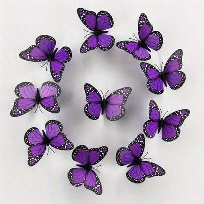10Pcs 4.72 In Monarch Butterfly Decoration Stickers Fake Butterflies For Crafts Artificial Butterfly Wall Decor 3D Home Decor.