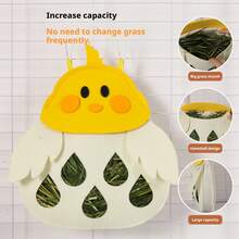 1个兔子干草喂食器袋，悬挂式干草喂食器袋，兔子干草喂食器，可爱设计，耐用，防水，易于清洁，方便开合，防溢防磨损，3种颜色可选