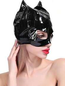 Sexy Mask Ladies Sexy Cat Mask Latex Ladies Cat Sexy Half Face Mask 1Pcs - 黑色 - 查看 1