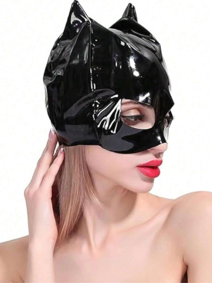 Sexy Mask Ladies Sexy Cat Mask Latex Ladies Cat Sexy Half Face Mask 1Pcs - 黑色 - 查看 1
