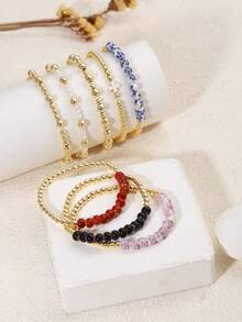 5 Vòng tay hạt vàng Bohemia dành cho nữ Vòng tay hạt co giãn mạ vàng 14K có thể xếp chồng lên nhau Bộ trang sức thánh giá Quà tặng cho phụ nữ, thiếu nữ Ngày lễ tình nhân Trang sức mùa hè, Mẹ, Mẹ, Ngày của Mẹ, Quà tặng - Nhiều màu - Xem 9