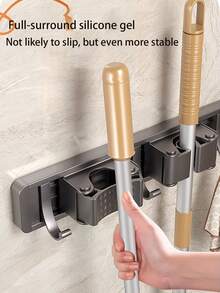 Cârlig de mop autoforant puternic, suport pentru mop montat pe perete, cârlig puternic pentru depozitare și suport de agățare, cârlig de mop de perete pentru baie și toaletă, dispozitiv de depozitare metalic portant care economisește spațiu pentru agățare, potrivit pentru casă, bucătărie, grădină, spălătorie și garaj - soluție durabilă de depozitare pentru unelte și echipamente