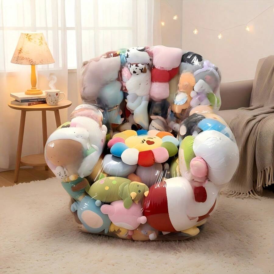 Senmeo Large PVC Transparent Doll Sofa (1-Piece) - Storage-Friendly, Cushion-Like Panels (Mint Green) | Holiday Toy Organizer For Kids Gift - Transparent - View 1