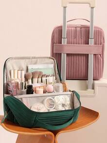 1个多功能旅行化妆收纳包，绗缝个性化化妆包 - 直立式化妆收纳盒 - 大容量多隔层 - 充足的完美收纳空间，便携式化妆收纳包，轻便洗漱包，大容量分格洗漱包，旅行化妆包，旅行必备，邮轮必备，宿舍必备 - 彩色 - 查看 3