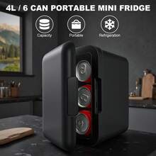 iceBlue 4L/6Can Retro Mini Fridge,Portable Refrigerator,Small Cooler For Makeup,Car,Home Use,3 Color Can Choose(Green/Black,Blue) - View 3