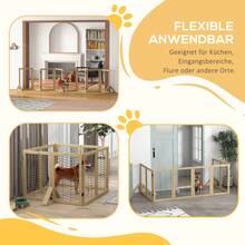 PawHut Wooden Dog Gate, 8-Panel Folding Door, Stair Gate 375x44x70cm For Home - 1 - 查看 6