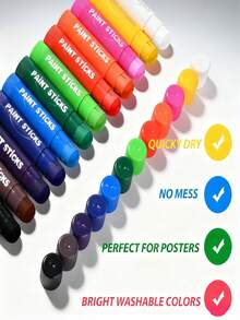 1 pieza Barra de pigmento sólido de secado rápido - Secado en 90 segundos, Set de 6 colores y Set de 12 colores, Adecuado para artistas, adolescentes, estudiantes - Colores vibrantes, Aplicable para aprendizaje, oficina y efectos acuarela, Textura de crayón vívida. Aprendizaje, oficina, acuarela 3 en 1. Herramienta creativa para niños y niñas. Regalo de cumpleaños, herramienta de pintura, regalo de Navidad - Multicolor - Ver 3