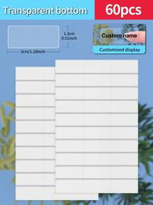 Customized 30/60/120/240/360/480pcs Transparent Waterproof Name Labels - White/Clear/Holographic/Rainbow Customized Stickers, Various Sizes Of Labels, Customizable Text,Office Decor