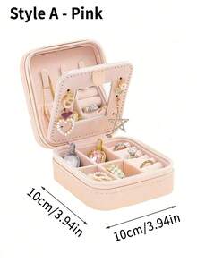 Caixa De Joias (1 Peça), Caixa De Joias Para Viagem, Ideal Para Damas De Honra, Presente De Casamento, Porta-Anéis, Caixa De Presente Feminina, Caixa De Joias Em Pu (Para Anéis, Pingentes, Brincos, Colares, Etc.) - Caixa De Presente Para Meninas E Mulheres.