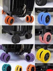 8pcs Silicone Luggage Casters Covers, Noise Reduction, Floor Protection, Smooth Rolling, Wear-Resistant Travel Accessories, Multiple Colors For Easy Identification