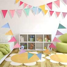 12pcs/Set, 4M--6 Colors Retro Colorful Linen Triangle Flags, Birthday Wedding Halloween Christmas New Year Party Decor Flags Garland Home Decoration Autumn Wedding Colorful Flags, Home Decor... Outline Does Not Affect Use. All Subject To The Actual Item. Suggest Caution When Purchasing.