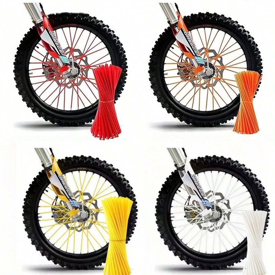 Popotes Cubre Rayos Para Moto Cross Spokes Bicicleta 4*72pcs - Amarillo - Ver 1