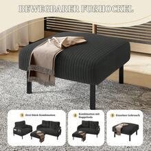 Premium Cord Fabric Stool With Metal Frame - Super Soft Velour Cover For Maximum Comfort - Versatile As A Footrest, Seat Stool, Or Side Table - Quick And Tool-Free Assembly - 灰色 + 繩子 + 泡棉 + 1 個座椅 - 查看 4