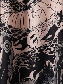 Áo khoác kimono dáng rộng tay 3/4 phong cách Trung Hoa cổ điển, họa tiết đường phố mùa hè, áo khoác chống nắng đi biển - màu đen - Xem 9