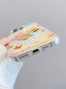 SPONGEBOB 1个时尚创意海绵宝宝沙滩海星日光浴图案透气气囊防摔手机壳保护套，兼容三星/苹果17/16/15/14/13/12/11 Pro Max/12 Pro/14 Plus及其他型号 - 彩色 - 查看 4