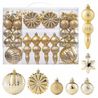 52Pcs Christmas Ball Party Favors, Multi-Item Party Favor Packs For Christmas, Shatterproof Christmas Ball Ornaments Set, Christmas Party Favors Bulk For Christmas Tree Party Holiday Indoor Decor