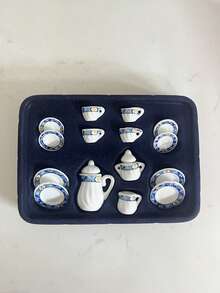 15-Piece Set Of Vintage Mini White Porcelain Tea Set (Teapot, Teacup, Saucer) Tableware, Home Model Decoration, Decoration, Perfect Birthday Valentine's Day Gift. - Multicolor - View 12