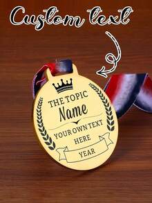 1pc Customized Metal Tag, Customized Medal, Wheat Edge Medal, Zinc Alloy Material, Children's Competition Medal, Sports Event Marathon Honor Badge, Can Be Used As Children's Encouragement Gift, Customized Wedding & Event - Multicolor - View 7