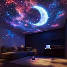 1件裝月光星空裝飾燈，USB彩色切換模式投影小夜燈，適合聖誕臥室裝飾、派對、生日與禮物，時尚設計營造氛圍與環境照明，創意星空房間裝飾燈，動態星月宇宙氛圍，臥室、客廳、KTV、辦公室與酒吧的完美選擇，LED投影燈，大禮物，迪斯可燈，DJ燈 - 彩色 - 查看 5