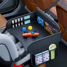 1pc Portable Multifunctional Children's Dining Tray, Suitable For Car Backseat, Can Store Snacks, Toys, Books, Thickened Waterproof Tabletop, With Storage Bag - Multicolor - View 9