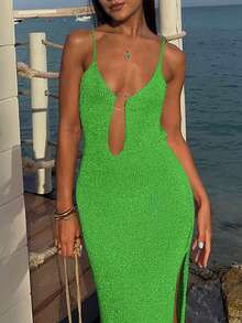 优雅女士时尚低胸修身针织连衣裙，沙滩罩衫，纯色性感时尚春夏连衣裙，海滩度假装，秋季连衣裙，秋冬长款派对连衣裙，适合圣诞节、感恩节和新年等场合