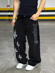 Teen Boys' Y2K Retro Loose Fit Jeans, Casual Street Style Versatile Denim Pants For All Seasons - Black - View 3