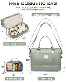 LOVEVOOK Travel Bag Weekender Bags For Women, Carry On Overnight With Shoe Compartment,Duffle With Laptop Pocket,Hospital Bag For Labor Delivery,Gym Tote With Toiletry - xám xanh - Xem 2