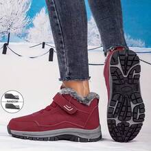 2025 Winter Men's Fashionable Non-Slip Fleece Snow Boots, Thickened Fleece-Lined Warm Ankle Boots, Couple Boots - 紅色 - 查看 7