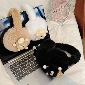 Orejeras de bola de carbón lindas y divertidas, cubremanos de invierno para mujer, calentadores de oídos para ciclismo, calentadores de oídos para parejas