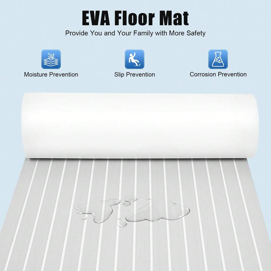 TFCFL Floor Mat, Self-Adhesive Flooring Mat, Non-Slip Floor Mat, RV Flooring Mat For Yachts, Fishing Boats, RVs, Diving Platforms, Fishing Boat Balconies, Golf Carts - Light Grey+White - View 1