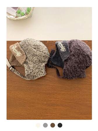 Faux Fur Ushanka With Letter Patches - Windproof & Cold-Proof, Stylish Ear Protection Warm Thick Aviator Hat With Letter Graphic, Suitable For Autumn/Winter