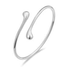 1 件简约开放式臂链手链，时尚金色串珠金属臂环适合女性日常穿着、旅行、派对、聚会、宴会和舞会 - 銀色水滴臂環 - 查看 4