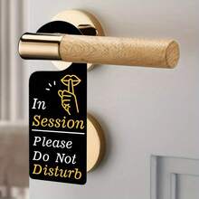 1 Biển treo cửa 2D phẳng màu đen sáng tạo, kích thước 6x2.4 inch, chữ vàng trắng không có âm thanh, biểu tượng cử chỉ tay, truyền tải rõ ràng thông điệp "Không làm phiền". Chất liệu bền, dễ treo, trang trí Giáng sinh chống nước - Nhiều màu-1 - Xem 1