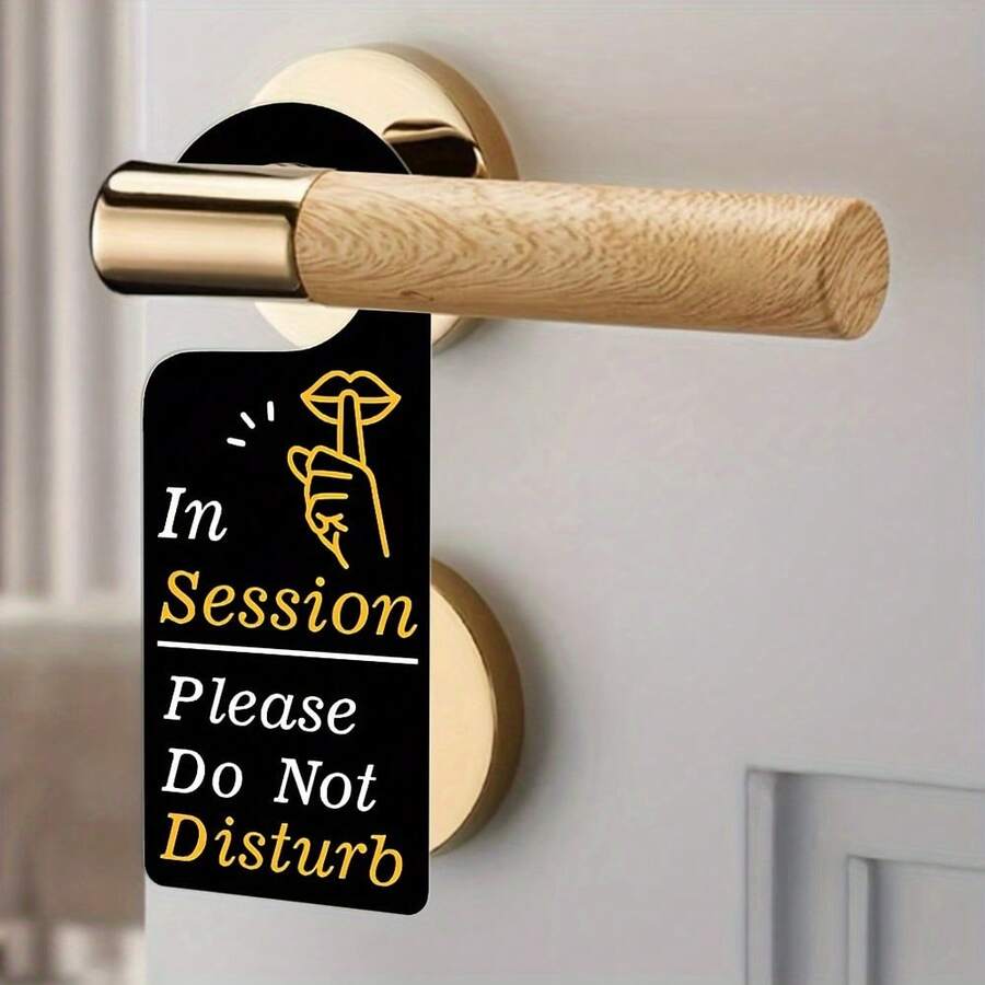1 Biển treo cửa 2D phẳng màu đen sáng tạo, kích thước 6x2.4 inch, chữ vàng trắng không có âm thanh, biểu tượng cử chỉ tay, truyền tải rõ ràng thông điệp "Không làm phiền". Chất liệu bền, dễ treo, trang trí Giáng sinh chống nước - Nhiều màu-1 - Xem 1