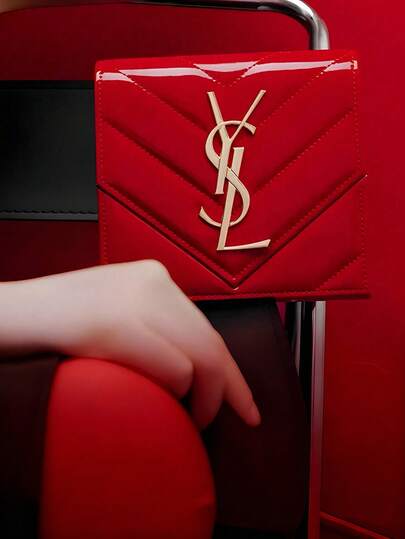 Yves Saint Laurent 1pc Red Faux Leather Makeup Bag, Can Be DIY-Ed Into Elegant Evening Handbag, Wedding Purse, Crossbody Bag, Suitable For Daily Use, Commuting, Wedding, Christmas And Other Occasions, Also An Ideal Fashion Item And Gift