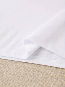 Camiseta De Pascua Y Navidad Basada En Una Historia Real - Casual, Cuello De Tripulación, Poliéster, Ligero Estiramiento, Estampado De Caricatura, Manga Regular, Manga Corta, Verano, Tops De Punto, Ajuste Regular, Tela De Punto - Blanco - Ver 5