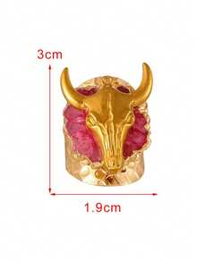 1pc Punk Western Cowboy-Style Personalized Gold Titanium Steel Bull Head Asymmetrical Natural Stone Open Ring For Women Perfect For Music Festivals, Parties, Street Style, And Everyday Outings 18K Gold-Plated Fashionable Ins Unisex Ring Jewelry Valentine's Day (Each Natural Stone Is Unique, And There May Be Variations In Color.) - Bull's Head Natural Stone Ring - View 6