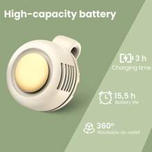 Portable Silent Mini Bladeless Electric Fan, Clip On Fan For Shirt, 3 Speeds Hands-Free Neck Fan,Suitable For Outdoor & Travel & Office, Travel Accessories, Gift - Màu be - Xem 3