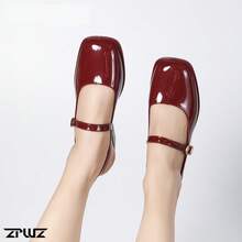 女士粗跟玛丽珍鞋，舒适时尚 - 紅色 - 查看 4