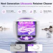 GSYY 2025 Upgraded  Retaineer Machine Deep Clean With Buzzer Alarm Versatile Denture Cleaner 45k Mouth Guard Cleaner Nig Guard Cleaner Dental Cleaning Pod 6 U/V Ligs - 杏色 - 查看 4