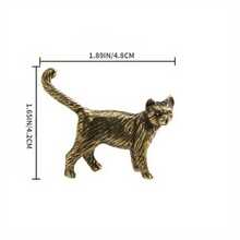 A Charming Kitten Statue - Handcrafted Metal Tea Pet, Exquisite Detail Design, Suitable For Desktop Decoration Or Personal Collection And Christmas, Valentine's Day Gifts, Autumn Home Decor Collectible Model - Golden Kitten - View 3