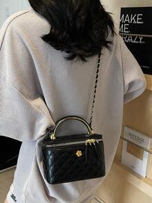 Solid Color Fashionable High-End Versatile Women Handbag & Shoulder Bag - Black - View 4