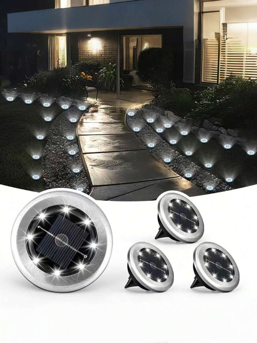 Conjunto de 4 Luminárias Solares de Caminho com Brilho Branco Quente em Estilo Cottagecore para Decoração Externa e Interna, Impermeáveis e com Acendimento Automático ao Anoitecer e ao Amanhecer, Iluminação LED Suave para Paisagismo em Jardins, Canteiros de Flores, Pátios e Quintais, Ideal para Amantes de Jardins com Estilo Moderno de Fazenda. - Multicolorido - Ver 1