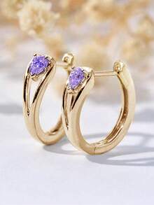 1 Cặp Hoa tai vòng Cubic Zirconia thanh lịch dành cho phụ nữ làm quà tặng kỷ niệm ngày cưới, tiệc đính hôn, ngày lễ tình nhân - 1 # - Xem 8