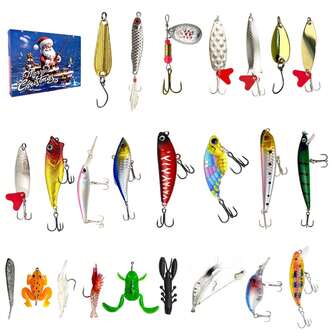 24槽圣诞主题DIY鱼饵套装，创意鱼饵组合，营造派对和节日氛围，旅行必备，情感寄托礼物